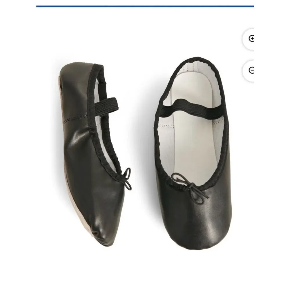 Toddler Girls Ballet Shoes Dance Class Leather Sole Adjustable Strap Size 10